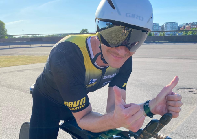 Jori Ruuskanen enjoying one of his favourite hobbies, cycling.